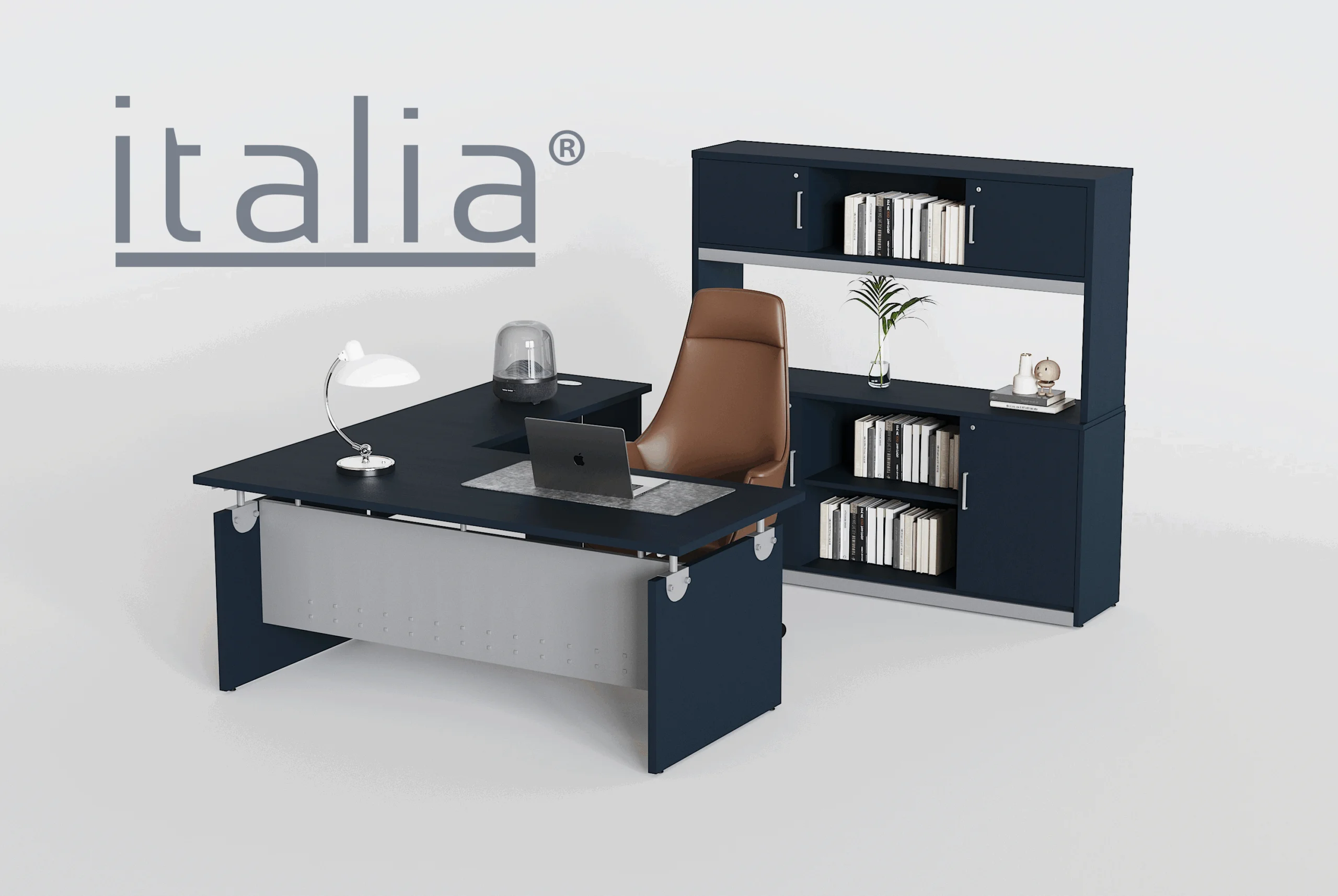 Scrivania dirigenziale con libreria