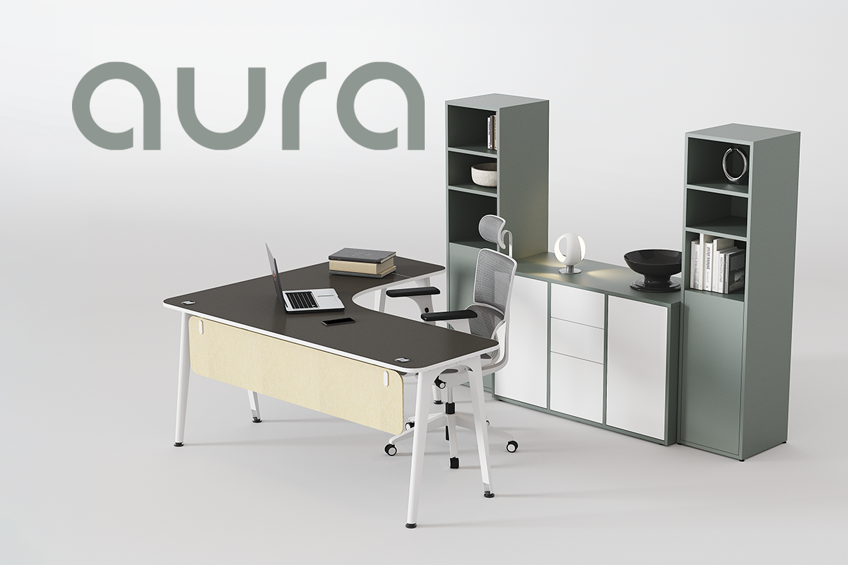 Scrivania direzionale con contenitori Aura