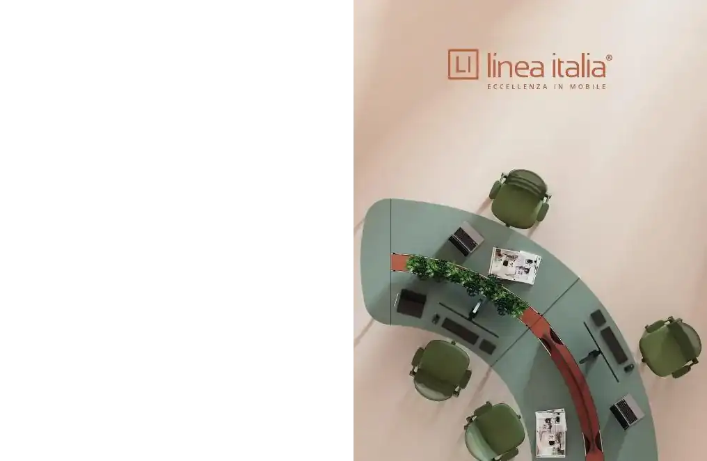 Copertina del catalogo di arredo per ufficio Línea Italia, edizione 2026