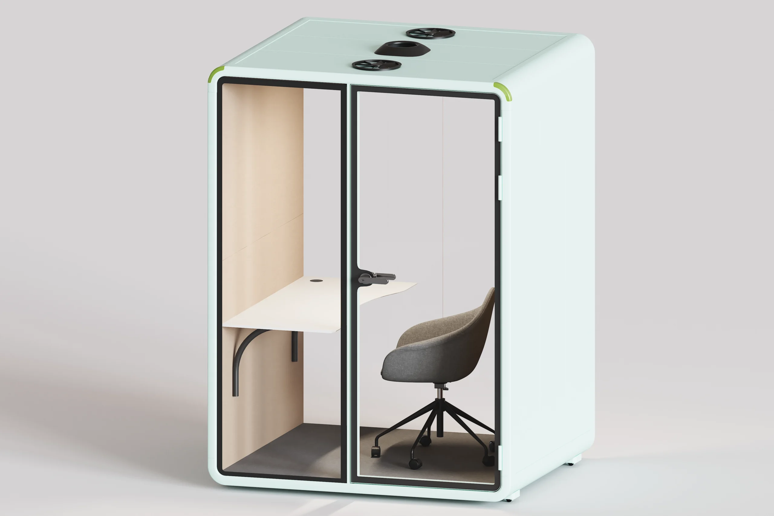 Cabina acustica verde menta per due persone