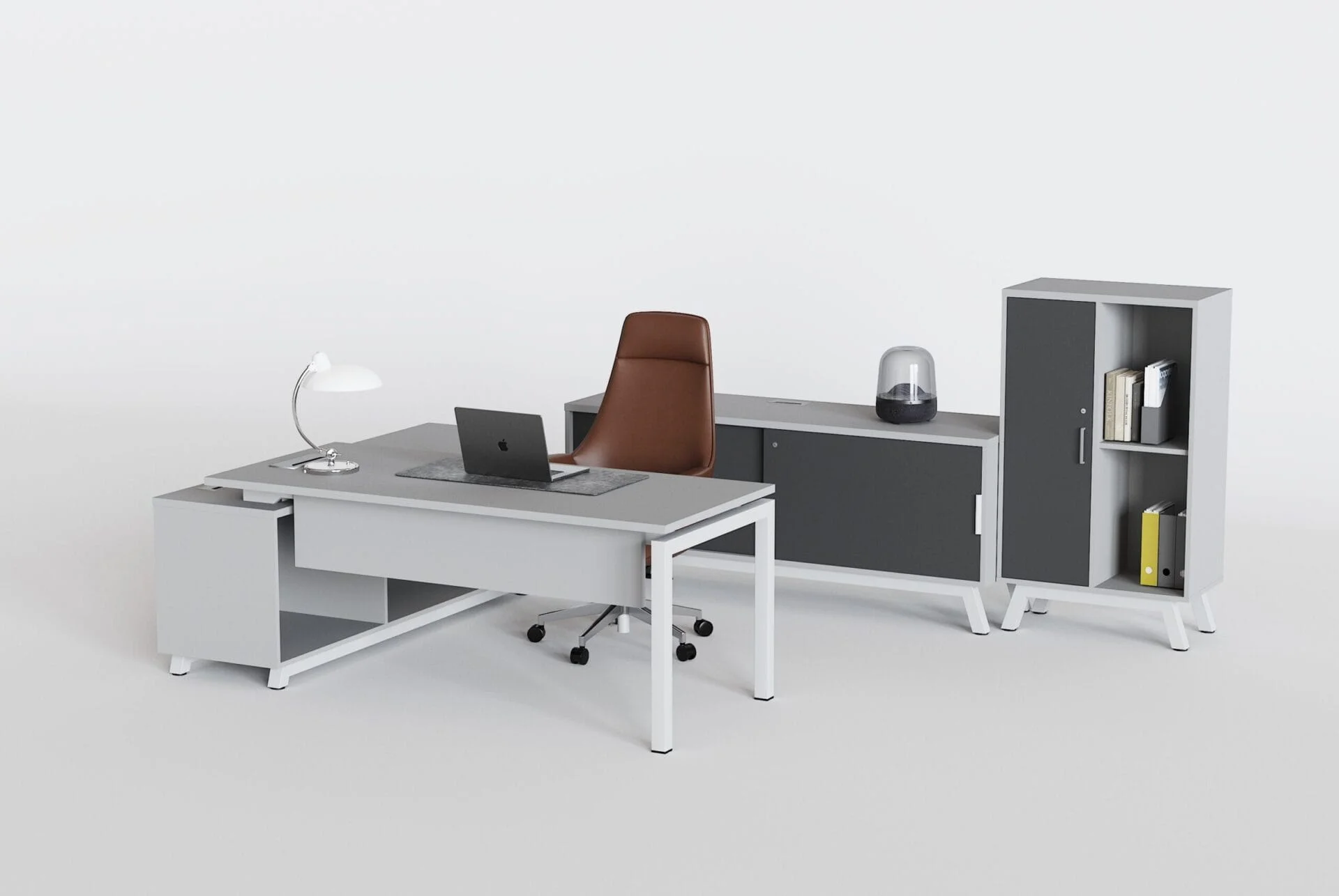 Scrivania + ponte + credenza alta