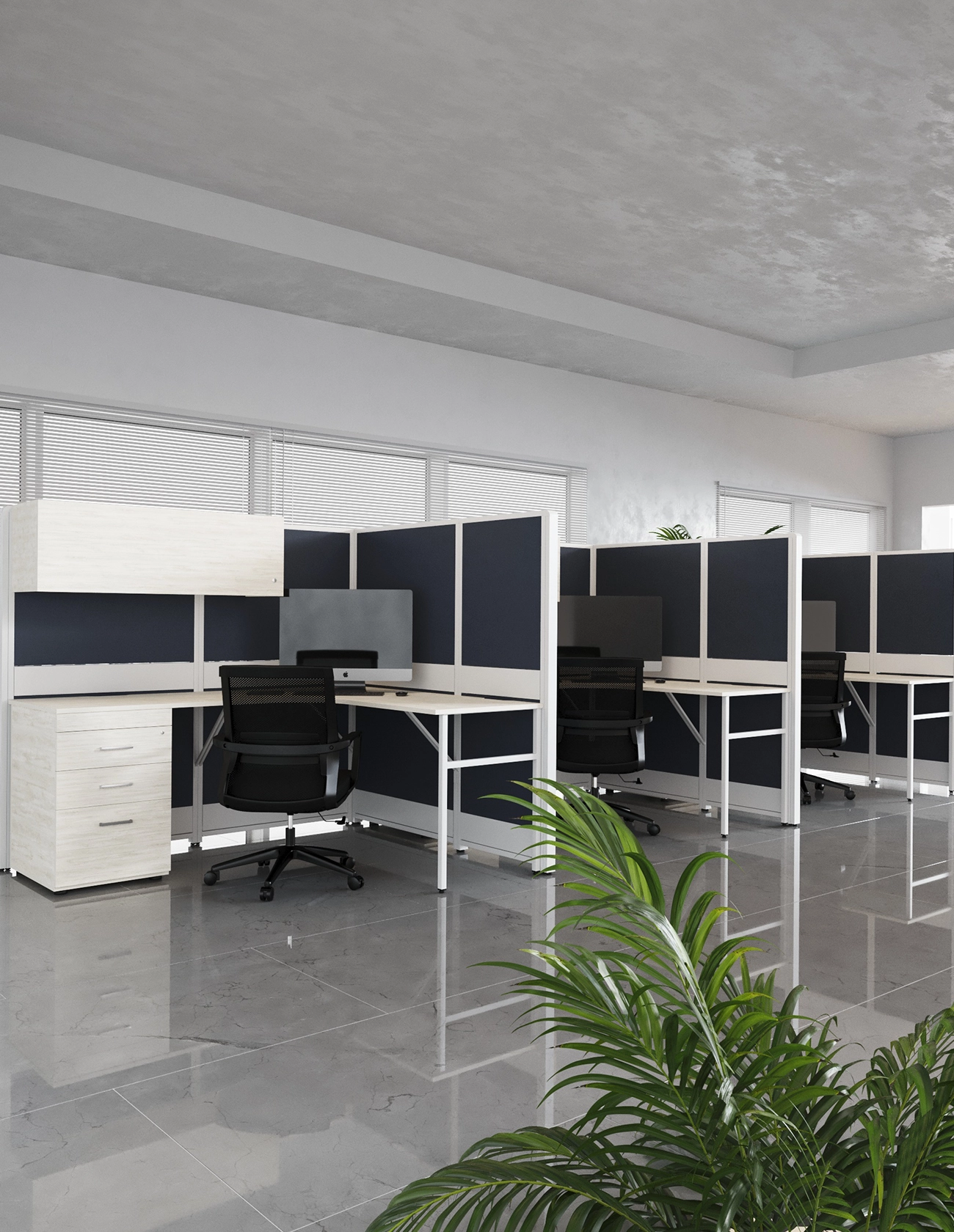 Ambiente con postazioni iWork e Privatt